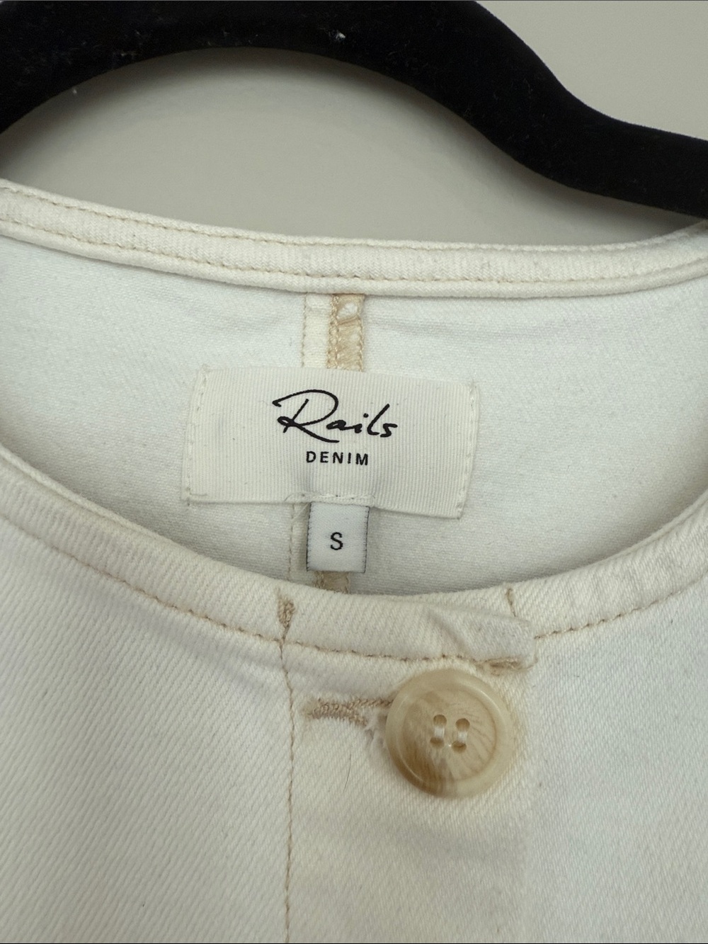Rails White Denim Jacket with Beige Crochet Panels - Picture 2 of 3